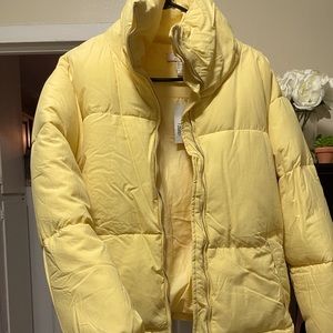 F21 Yellow puffer Jacket